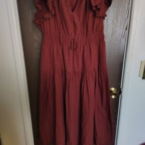 Charming Midi Dress in Rich Brown